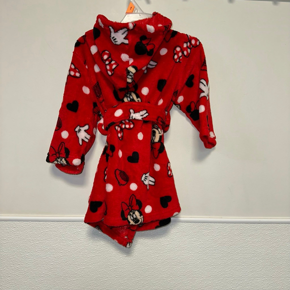 Girls Disney Pajamas Kids Baby Toddler Robe Size 2T Red Minnie Mouse Robe - Picture 7 of 9